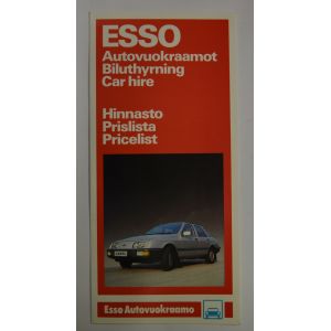 Esso Autovuokraamot Hinnasto 1985
