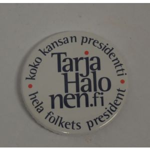 Tarja Halonen.fi -rintamerkki