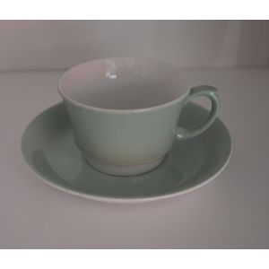 Arabia kahvikuppi + asetti, vihreä